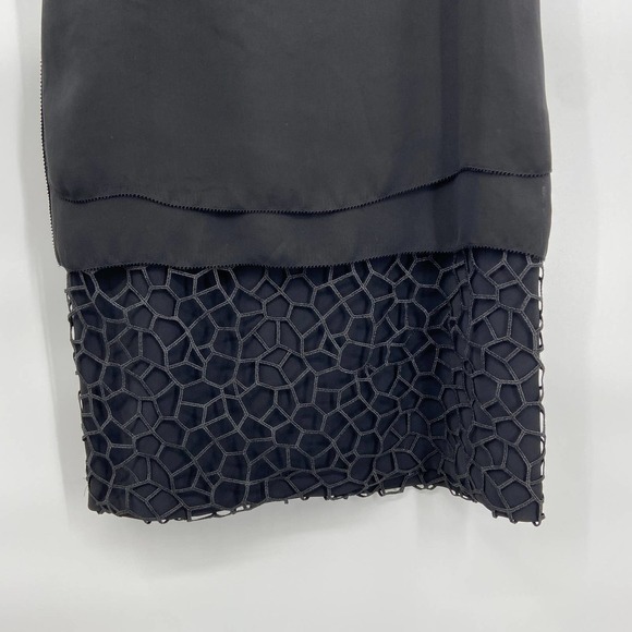 REISS Black Metallic Coral Design Sleeveless Flowey Tiered Shift Dress Size 0 - Picture 5 of 9